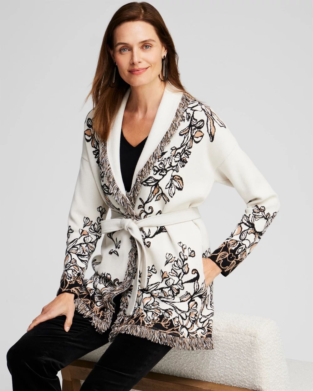 Fringe Jacquard Cardigan | Chico's Fringe Jacquard Cardigan | Chico's